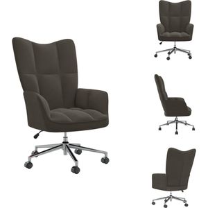 vidaXL Relaxstoel Bureaustoel - Donkergrijs - 61.5 x 69 x (94.5 - 102) cm - Fluweel en staal - Fauteuil