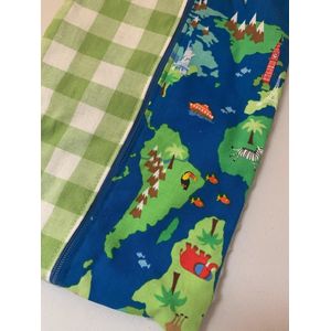 Popjes & Zo luiermapje - luier etui - around the world - blauw groen