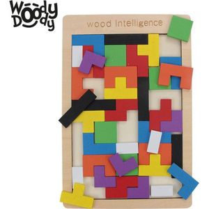 WoodyDoody Montessori Speelgoed Tangram Vormen Puzzel - Houten Speelgoed Tetris Spel - Educatief Puzzel voor Ruimtelijk Inzicht