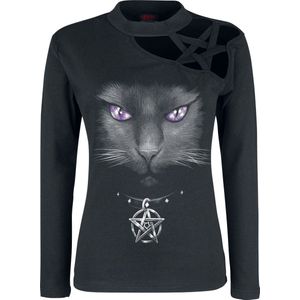 Spiral - Black Cat - T-shirt - Zwart - Dames - Lange Mouwen
