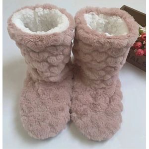 Pantoffels dames - fluffy huissloffen - oud roze - maat 41 / 42