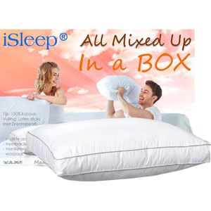 Isleep All Mixed Up In A Box Hoofdkussen - Boxkussen - Latex Sticks met Dreampearls - 50x60x10 cm - Wasbaar en Ventilerend