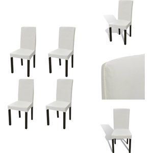 vidaXL Stoelhoezen - Polyester - 4 stuks - crème - geschikt voor stoelen met hoogte 46-55cm - breedte 38-45cm - dikte zitting 10cm - zitlengte 37-45cm - zitbreedte 35-45cm - Wasbaar op 40°C - Tuinmeubelhoes