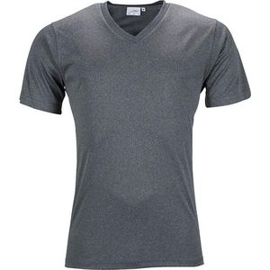 Fusible Systems - Heren Actief James and Nicholson T-Shirt met V-Hals (Donkergrijs)