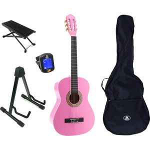 LaPaz 002 PI klassieke gitaar 3/4-formaat roze + accessoires
