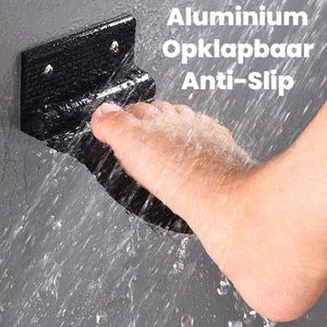 Allernieuwste.nl® Voetsteun Badkamer Douche - Opklapbare Voetpedaal Scheersteun - Aluminium Anti-Slip - 15 cm ZWART