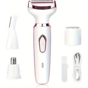 WiseGoods Luxe 4 In 1 Lady Shave - Ladyshaves - Ladyshave & Wenkbrauw Trimmer - Scheerapparaat - Neushaartrimmers - Scheermesjes