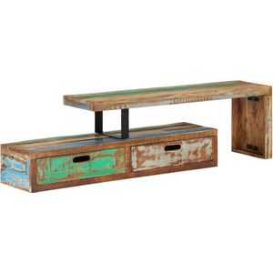 The Living Store TV-meubel Antieke Stijl - Hout - 112x30x40/112x30x20 cm - Massief gerecycled hout