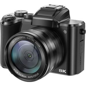 Kiekz Fotocamera 88MP - Digitale Camera 8K - Autofocus - 16X Digitale Zoom - Fototoestel - Compact Camera - Ideaal voor Kinderen en Beginners - Inclusief 128GB SD Kaart