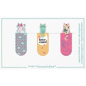Magnetische boekenlegger love cats set van 3 - 2,1x5,5cm
