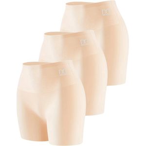 Nivard Biker Short Dames - Korte Legging - Lange Onderbroek - Bikershort - Met Pijpjes - 3 Pcs - Beige - Maat L