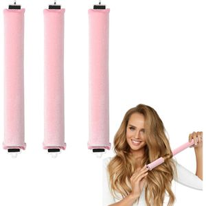 3 stuks - Eenvoudige Fohnborstel - Haarkrullers & -rollers- voor kort en lang haar - satijnen ribbon - curly secret - Heatless - roze