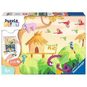 Ravensburger puzzel Puzzle & PLay Explore the jungle - Legpuzzel - 2x24 stukjes
