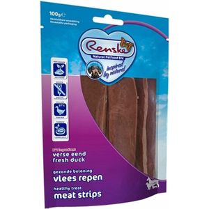 Renske Gezonde Beloning Vleesrepen Eend - 10 x 100 gr - Voordeelverpakking