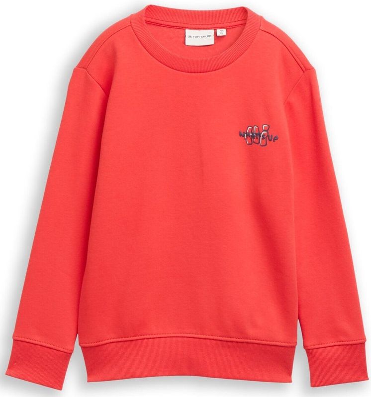 TOM TAILOR - Sweatshirt - Rood - Effen - Lange Mouw