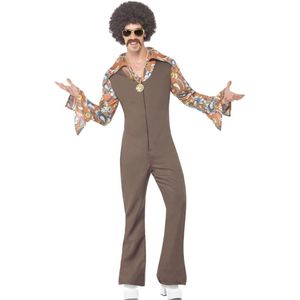 Smiffy's - Hippie Kostuum - Groovy Boogie - Man - Bruin - Large - Carnavalskleding - Verkleedkleding