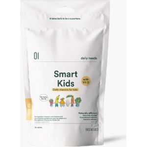 Insentials Smart Kids - Multivitamine kinderen - Vitamine D - Immuunsysteem en botontwikkeling - Zonder kunstmatige zoetstoffen - Natuurlijke aardbeismaak - Vanaf 3 jaar - 30 zuigtabletten