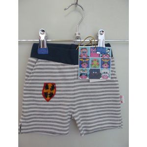 Puk Design baby Bermuda Shorts met ridder embleem grey melange/white stripes maat 56