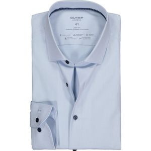 OLYMP 24/7 Level 5 body fit overhemd - mouwlengte 7 - twill - lichtblauw (contrast) - Strijkvriendelijk - Boordmaat: 38