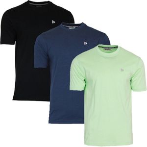 3-Pack Donnay T-shirt (599008) - Sportshirt - Heren - Black/Navy/Lemon Green (553) - maat M