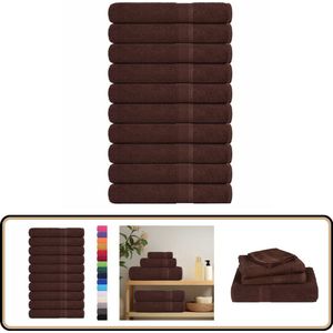 vidaXL Saunahanddoeken - 100% katoen - 10 stuks - bruin Saunahanddoek - Katoenen Handdoek - Sauna Accessoires - Bruine Handdoek - Absorptievermogen