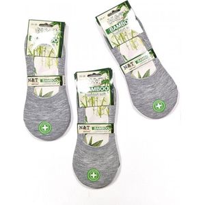 3 paar bamboe invisible sneakersokken grijs maat 35-38 anti-bacterieel