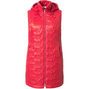 MIAMODA MIAMODA - Dames - lange doorgestikte bodywarmer gebloemd doorgestikt motief - Rood - Maat 50