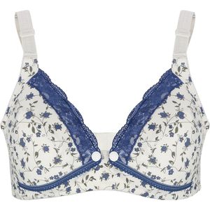 Allecto Plus - Borstvoedingsbeha met Pre Opening en Katoen voor Zwangere en Borstvoedende Vrouwen - Blauwe Appeltaart Design - Comfortabele Moederschaps Voedingsbeha