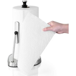 Kitchen Roll Holder Standing Paper Roll Holder Stainless Steel Roll Holder Kitchen Roll Holder Perfect for Kitchen and Dining Room Sturdy Base and Clamping Arm Black