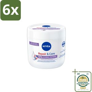 NIVEA - Bodycrème - Herstel & Verzorging Gevoelig - Met 10% Glycerine & Panthenol - Voor gevoelige & jeukerige huid - 400 ml - Voordeelverpakking - 6 stuks - Droge huid - Jeukende huid