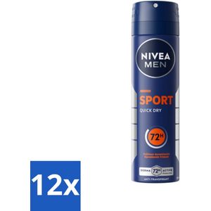 Nivea - Men - Sport - Anti-Transpirant - Deodorant Spray - 150 ml - Voordeelverpakking - 12 stuks