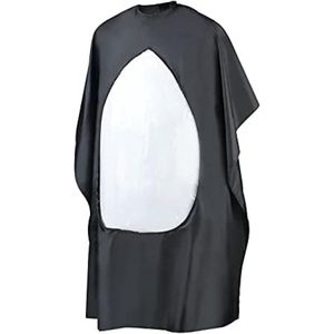 Haarknipjurk Kapperscape, Zwarte Kaapse Kappersjurk over de gehele lengte met kijkvenster, Waterdichte Kapsel Kapperscape voor Haarstyling, Knippen en Kleurstyling