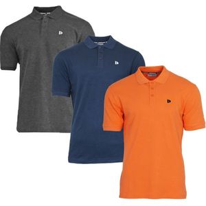 3-Pack Donnay Polo (549009) - Sportpolo - Heren - Charcoal-marl/Navy/Apricot orange (572) - maat L