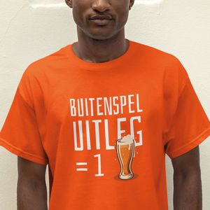 Oranje T-shirt EK WK Buitenspel Uitleg Is Een Biertje - MAAT L - Heren Feestkleding & Carnavalskleding