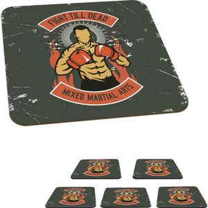 Onderzetters voor glazen - Boksen - Man - Retro - 10x10 cm - Glasonderzetters - 6 stuks