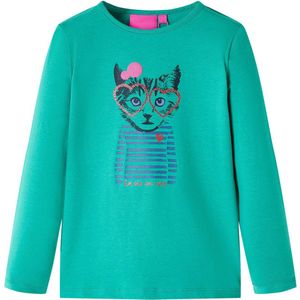 vidaXL-Kindershirt-met-lange-mouwen-kattenprint-92-felgroen