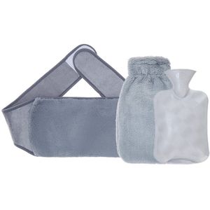 Kruik - Multifunctionele 1000ml kruik - Zacht pluche materiaal - Brede opening - Gemakkelijk te vullen - Wordt geleverd met verstelbare heupband (20,5*120cm) - Ideaal voor thuis en op kantoor - Verlicht pijn en stress (lichtgrijs)