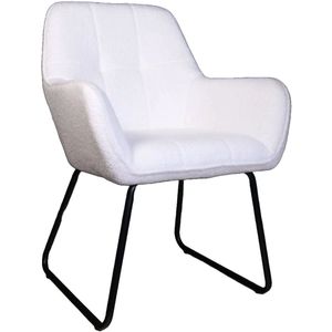 SET DEAL: 4 stuks Eetkamerstoel met armleuning Mae gebroken wit teddy design eetstoel zetel