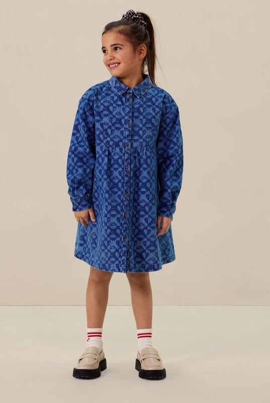 Sissy-Boy - Blauwe denim jurk met print