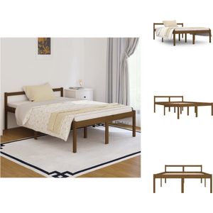 vidaXL Houten Bedframe - Creëer een moderne slaapkamer - 195.5 x 145.5 x 70.5 cm - Kleur- Honingbruin - Materiaal- Massief grenenhout - Ken- Stevige lattenbodem - Bed