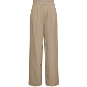 Pieces - Hoge Taille Broek - Beige - Volledige Lengte