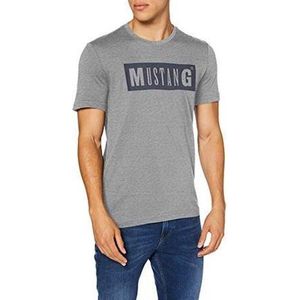 Mustang T-shirt grijs met zwart logo - maat S