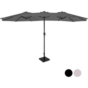 VONROC Premium Parasol Iseo - 460x270cm - Dubbele parasol - combi set incl. parasolvoet van 26 kg - Duurzaam - UV werend doek - Grijs - Incl. beschermhoes