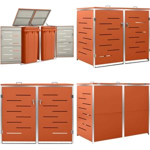 vidaXL Containerberging dubbel 138x77,5x112,5 cm roestvrij staal - Containerberging - Containerbergingen - Afvalberging - Afvalbergingen