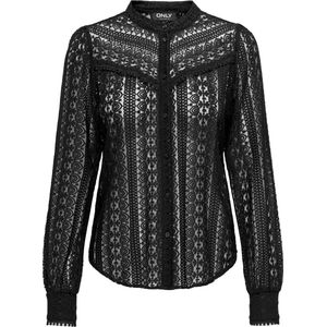 Only Blouse Onlreba Lace L/s Shirt Wvn Noos 15282071 Black Dames Maat - XS