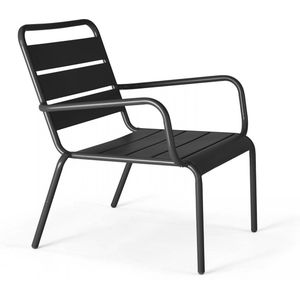 Oviala - Lage relax tuinstoel van antracietkleurig staal - Palavas