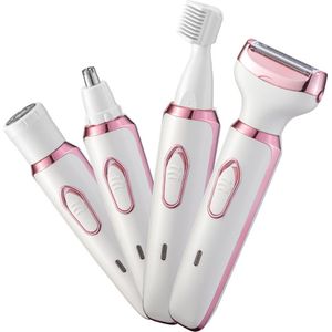 Damesepilator - bikinitrimmer - 4 in 1 elektrisch scheerapparaat voor dames - nat en droog gebruik - oplaadbaar - Ontharingsapparaat - geschikt voor gezicht, oksels, benen, geslachtsdelen - rosé goud