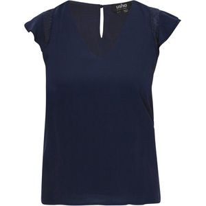 usha - Blouse - Regular Fit - V-hals - Cap Mouwen - Rimpeldetails