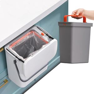 Keukenafvalemmer 2-in-1 met Schuifdeksel - 9L Draagbare Vuilnisemmer voor Wandmontage