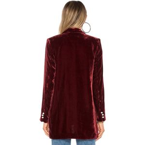 Dames Fluwelen blazer, blazer met lange mouwen, open vest, jas voor op kantoor Bordeaux S